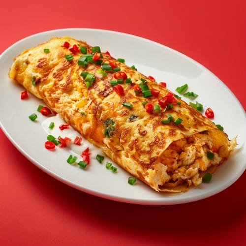Three Egg Bacon Cheeseburger Omelet.