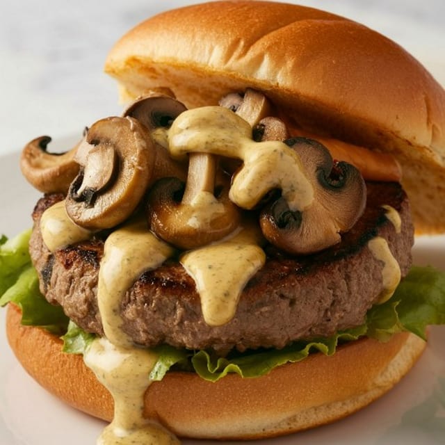 Mushroom Swiss Burger.